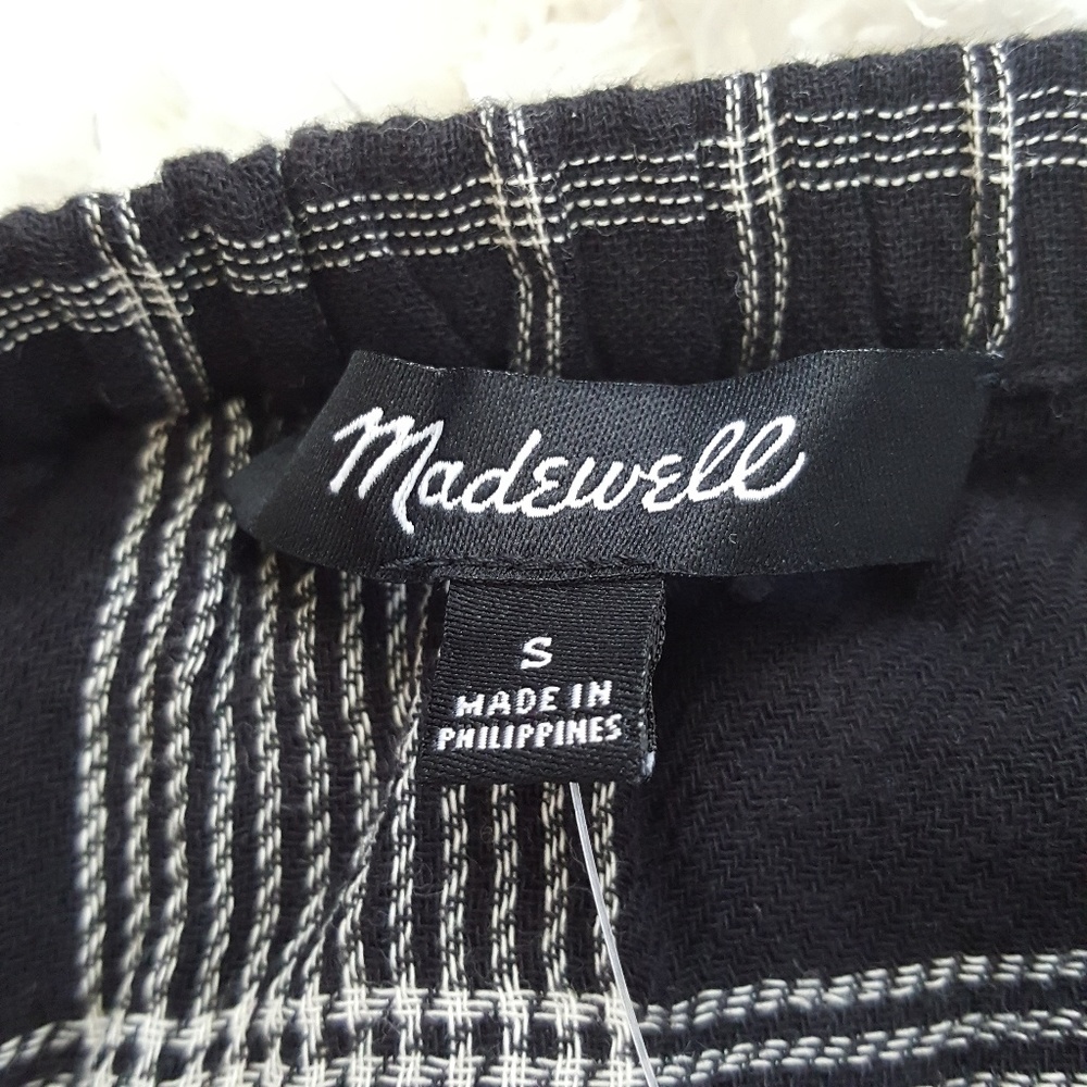 Madewell Black Ivory Plaid Off The Shoulder Top - Picture 5 of 8